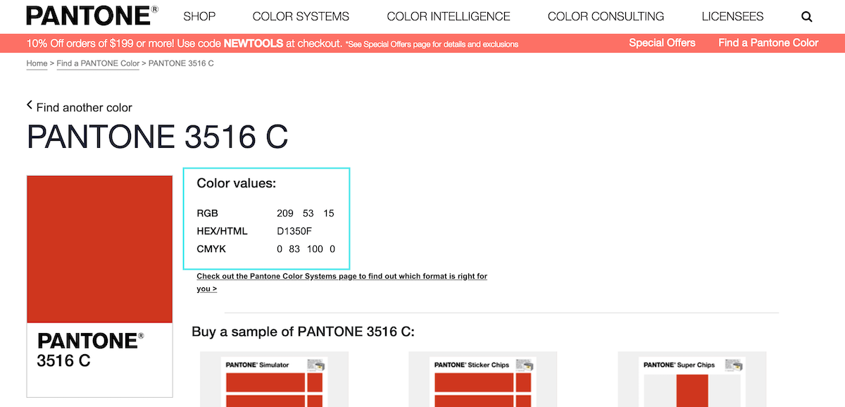 Pantone Color Values