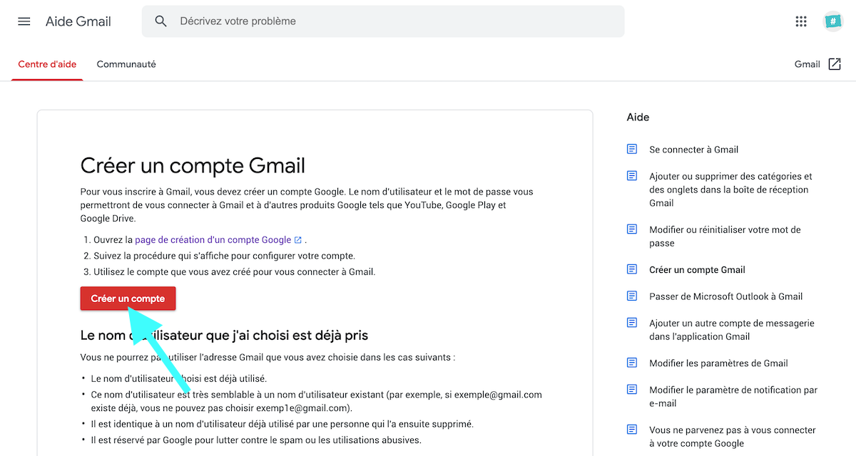 créer un compte gmail