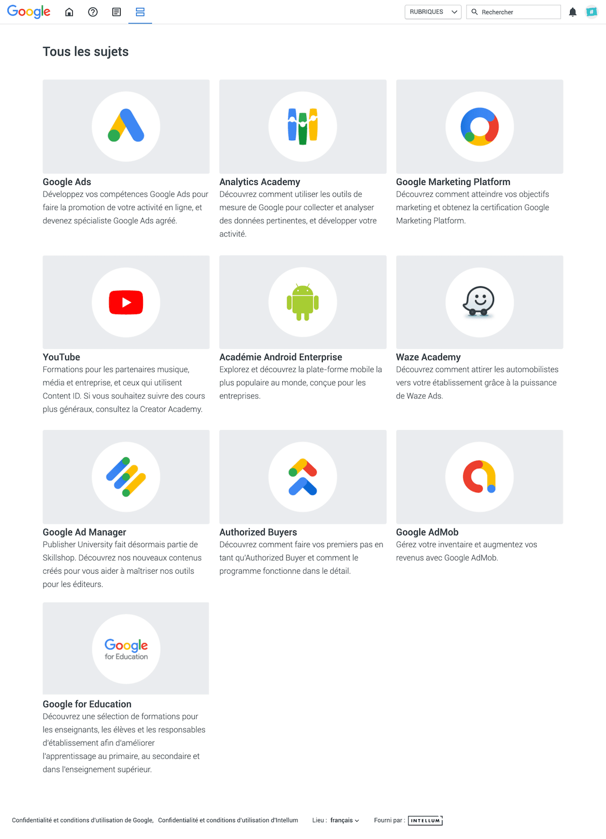 Formations sur google skillshop
